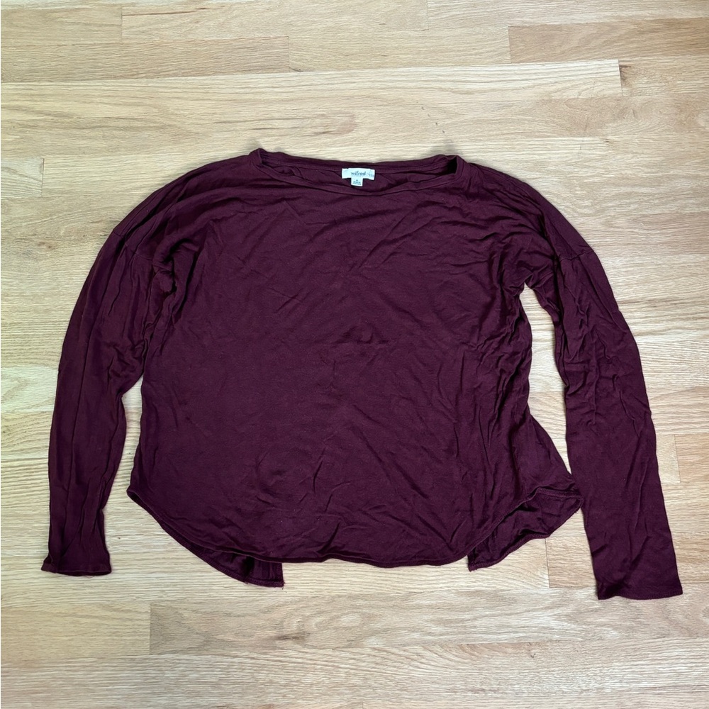 Aritzia Wilfred Burgundy Long Sleeve w/ Back Cut-Out